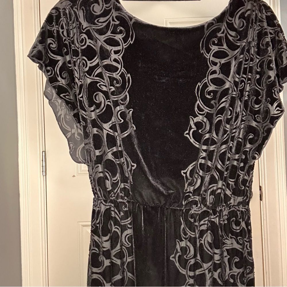 White House Black Market Velvet dress with elastic waistband.
